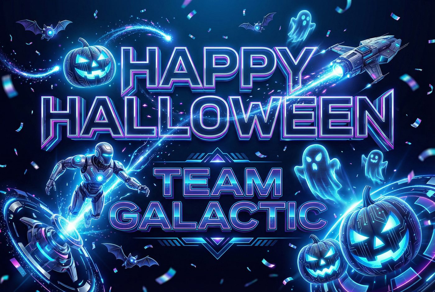 Team Galactic Halloween · Sci-Fi placemat — robots and space