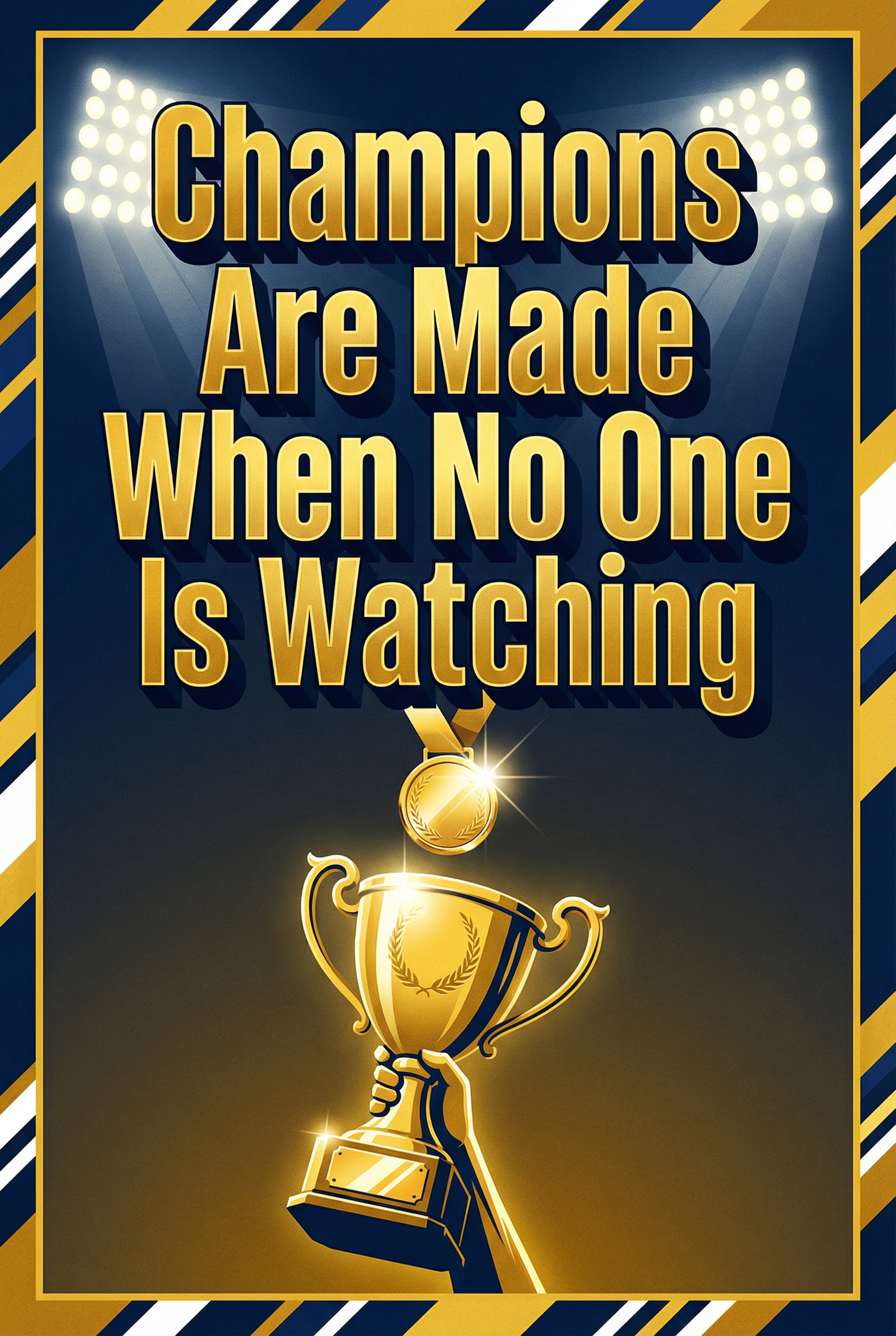 Athletic Excellence — Champions Are Made When No One Is Watching — Championship portrait sign
