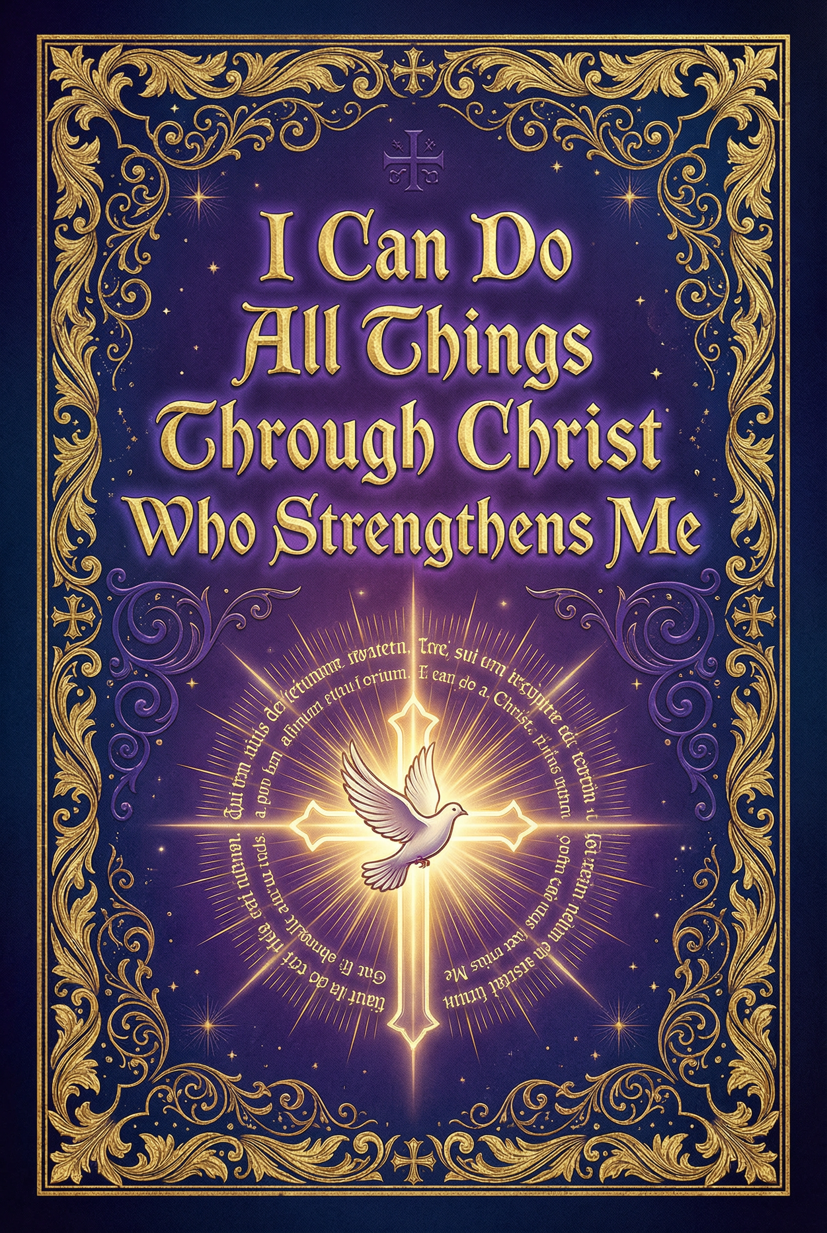 Christian Faith — I Can Do All Things Through Christ Who Strengthens Me — Sacred portrait sign