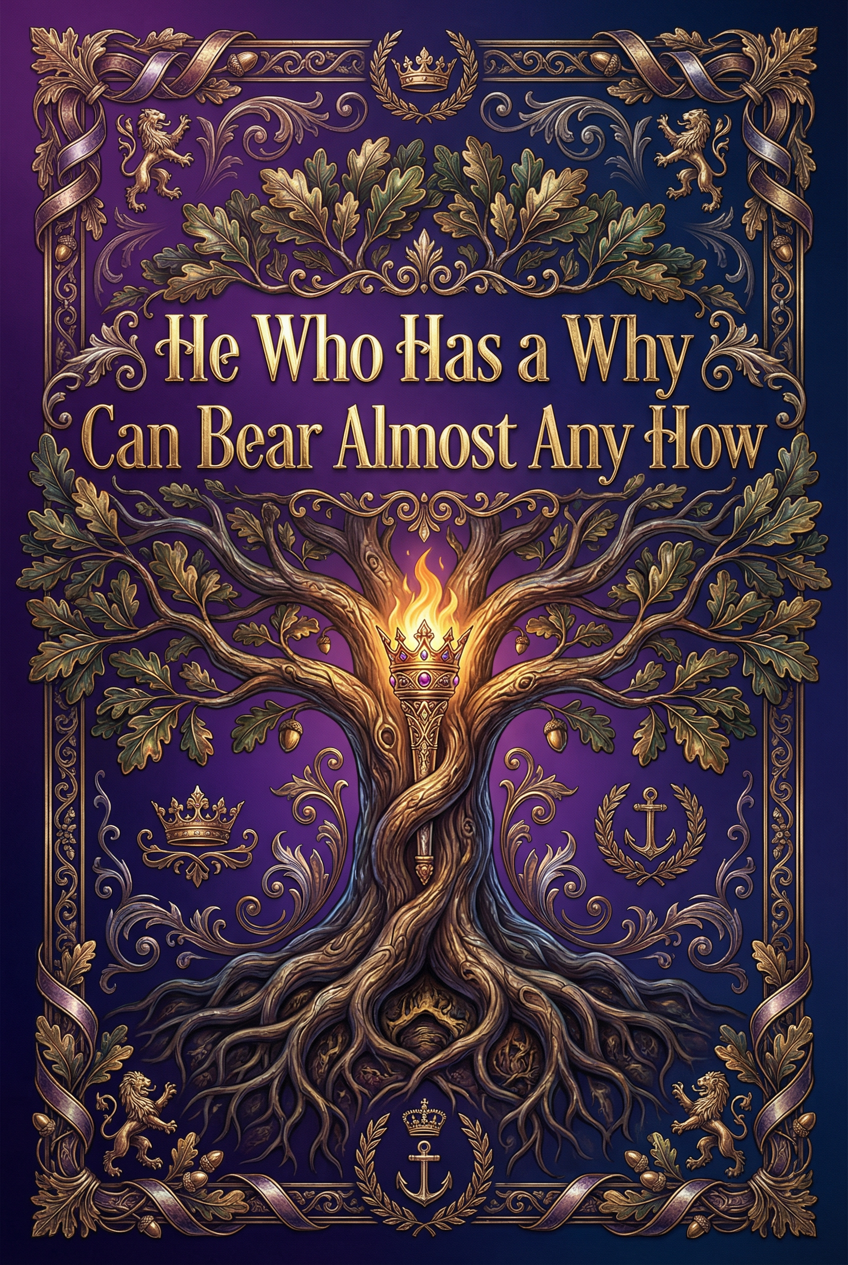 Purpose & Meaning — He Who Has a Why Can Bear Almost Any How — Royal majestic portrait sign