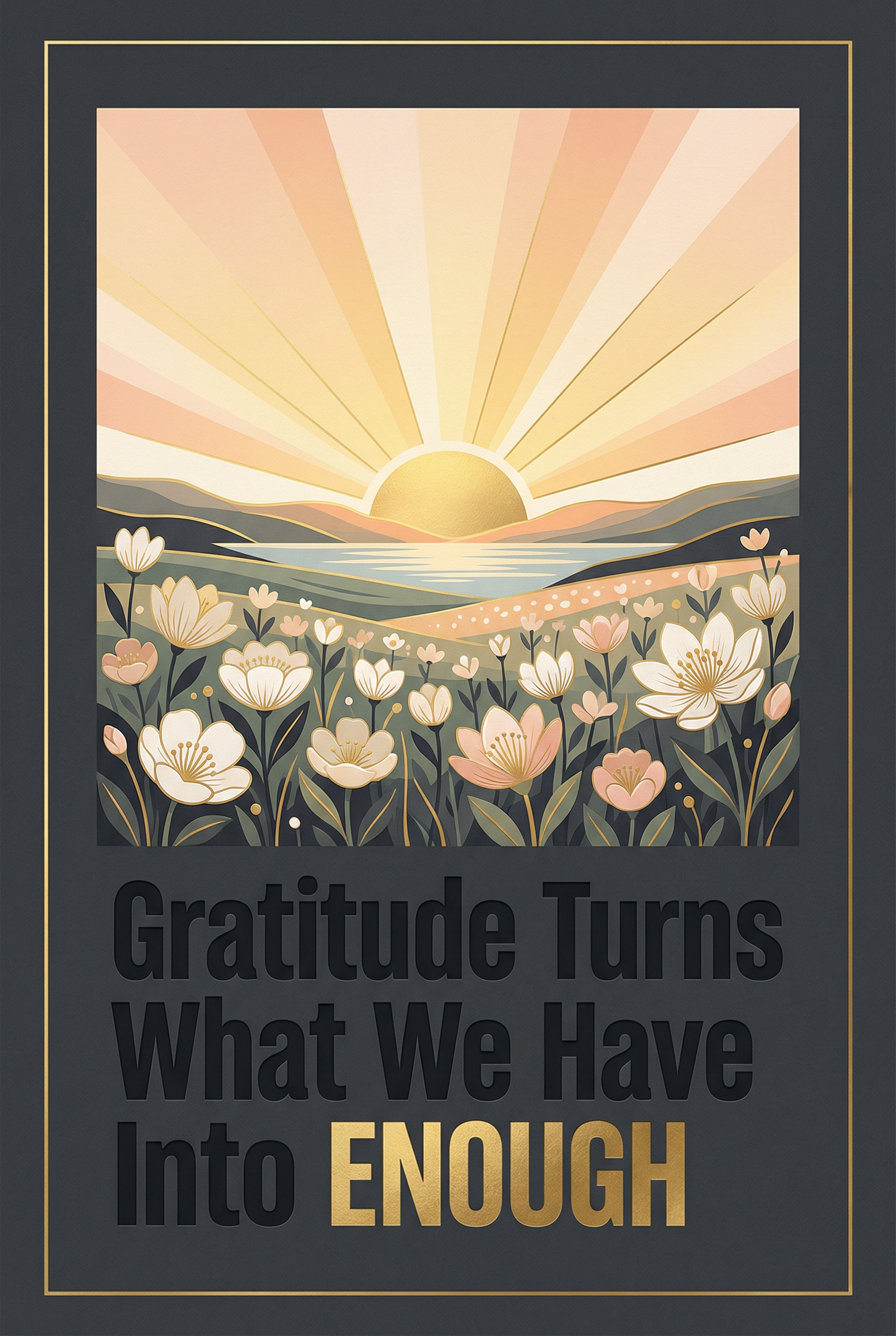 Gratitude — Gratitude Turns What We Have Into Enough — Minimal pure portrait sign