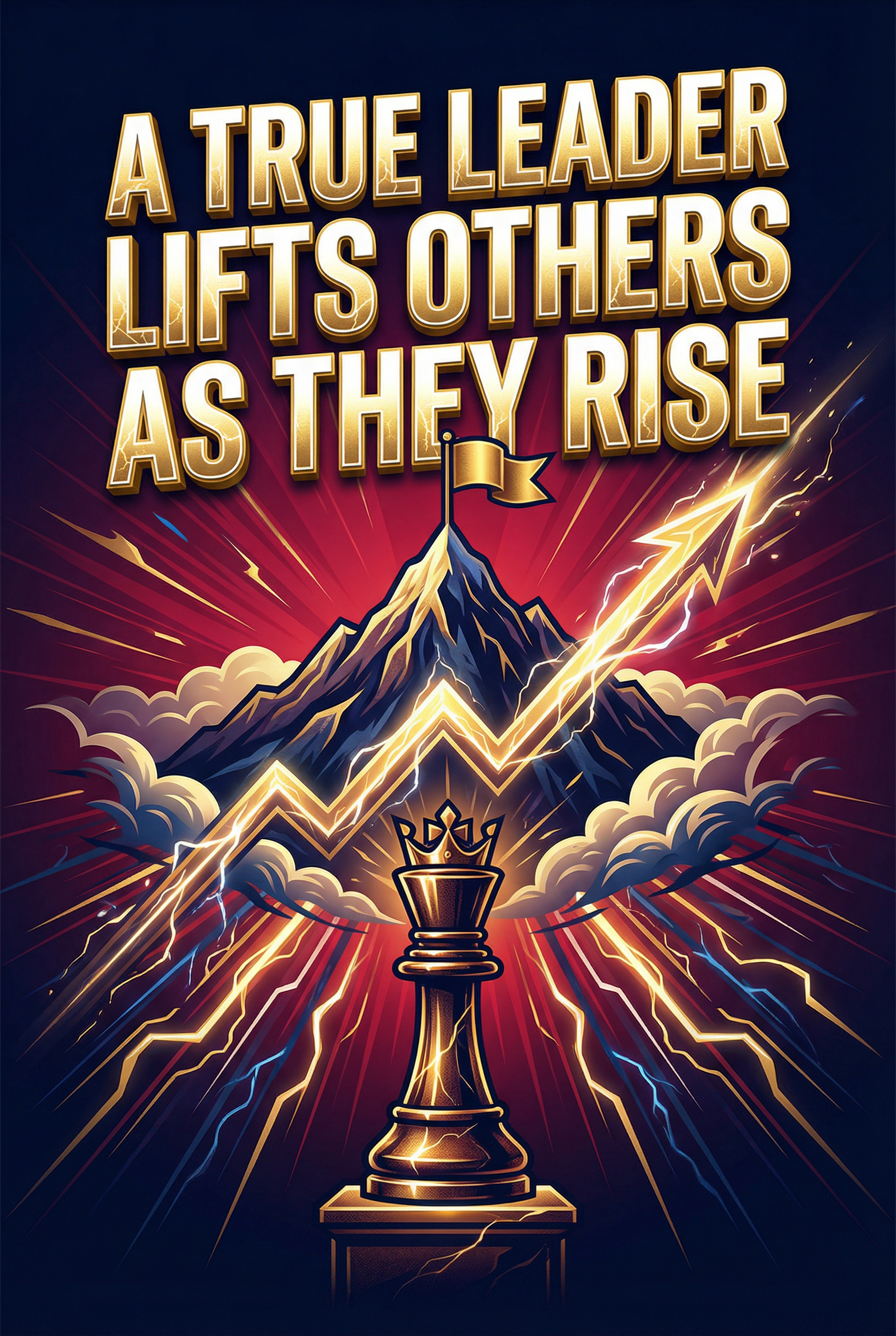 Leadership — A True Leader Lifts Others As They Rise — Bold powerful portrait sign